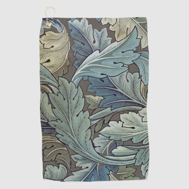 William Morris Acanthus Sage Flower Floral Botanic Golf Towel (Front)