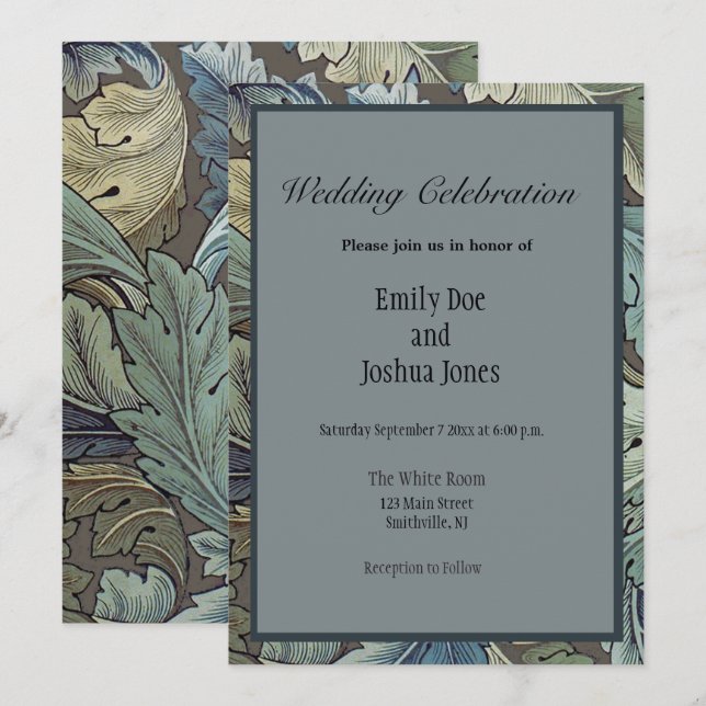 William Morris Acanthus Sage Flower Floral Botanic Invitation (Front/Back)