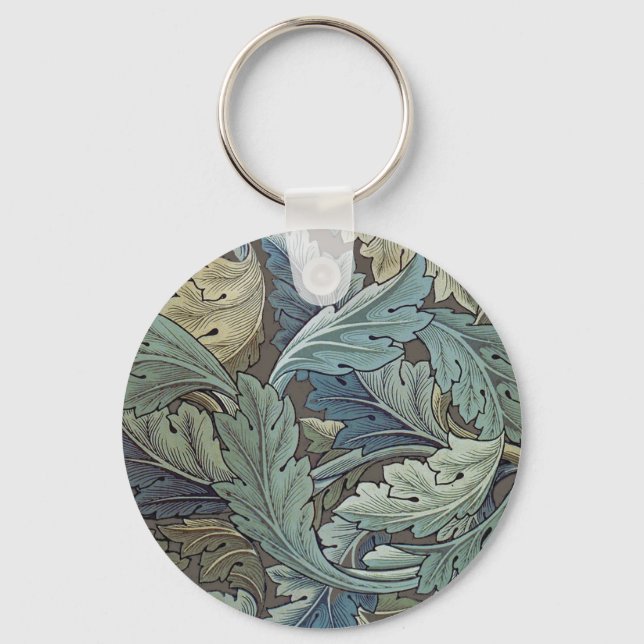 William Morris Acanthus Sage Flower Floral Botanic Key Ring (Front)