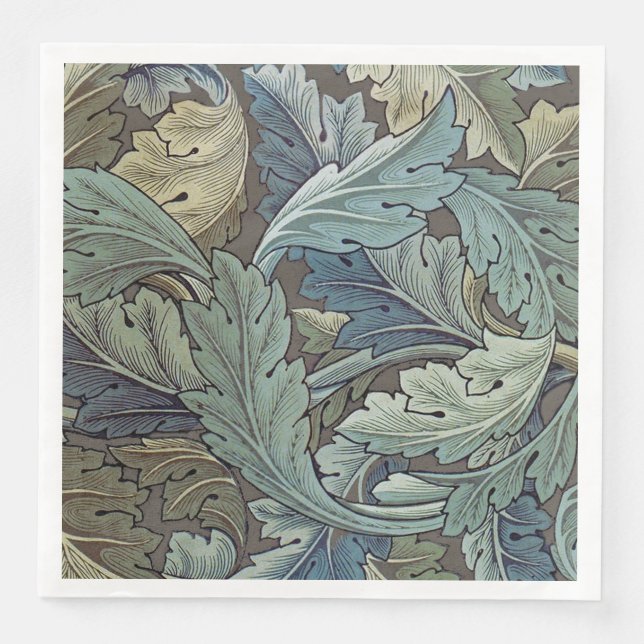 William Morris Acanthus Sage Flower Floral Botanic Napkin (Front)