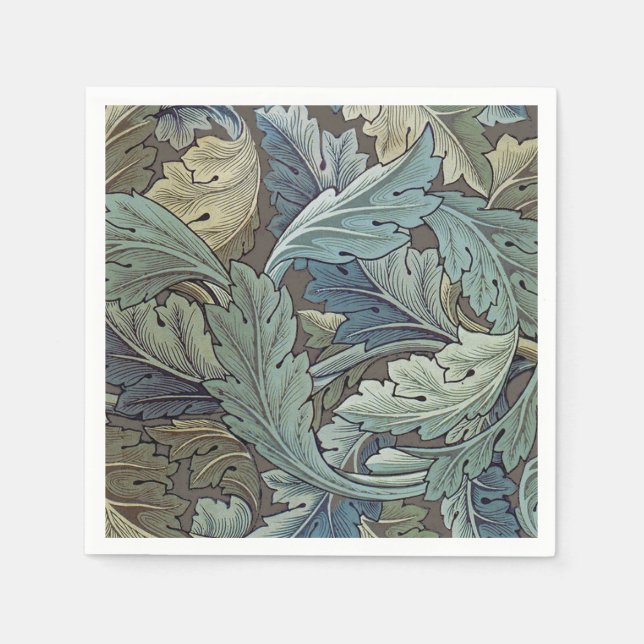 William Morris Acanthus Sage Flower Floral Botanic Napkin (Front)