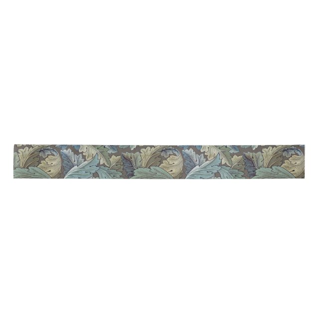 William Morris Acanthus Sage Flower Floral Botanic Satin Ribbon (Front)