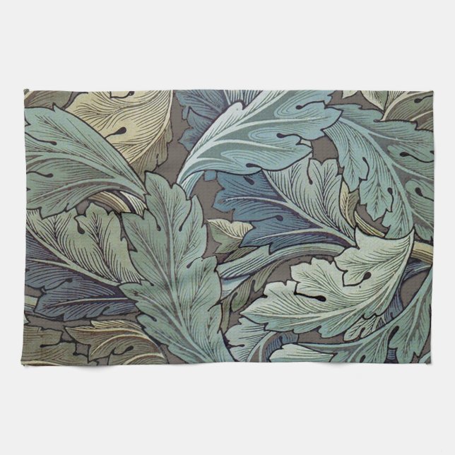 William Morris Acanthus Sage Flower Floral Botanic Tea Towel (Horizontal)