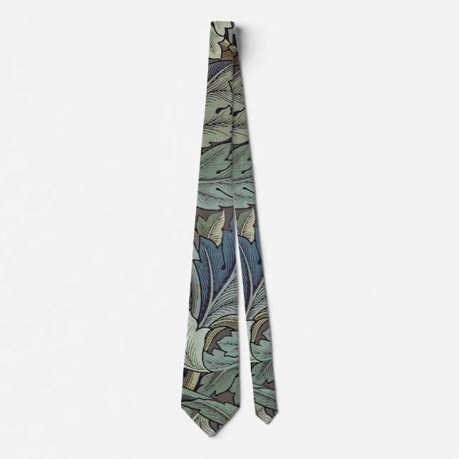 William Morris Acanthus Sage Flower Floral Botanic Tie (Front)