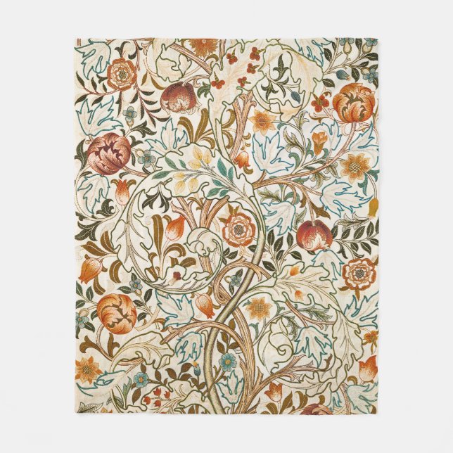 William Morris Acanthus Vintage Floral Art Fleece Blanket (Front)