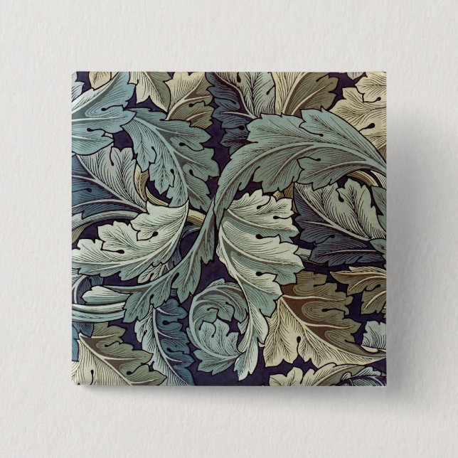 William Morris Acanthus Wallpaper Leaves 15 Cm Square Badge (Front)