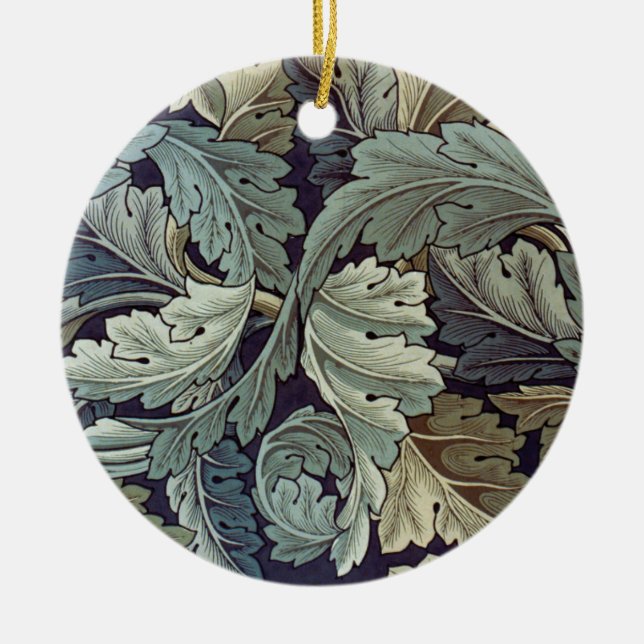 William Morris Acanthus Wallpaper Leaves Ceramic Tree Decoration (Front)