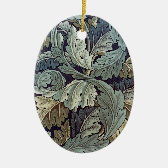 William Morris Acanthus Wallpaper Leaves Ceramic Tree Decoration (Front)
