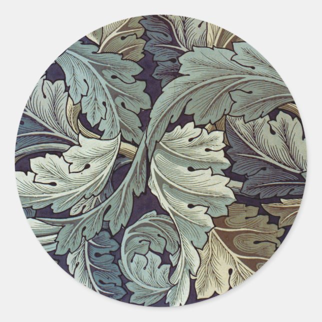 William Morris Acanthus Wallpaper Leaves Classic Round Sticker (Front)