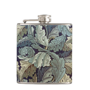 William Morris Acanthus Wallpaper Leaves Hip Flask