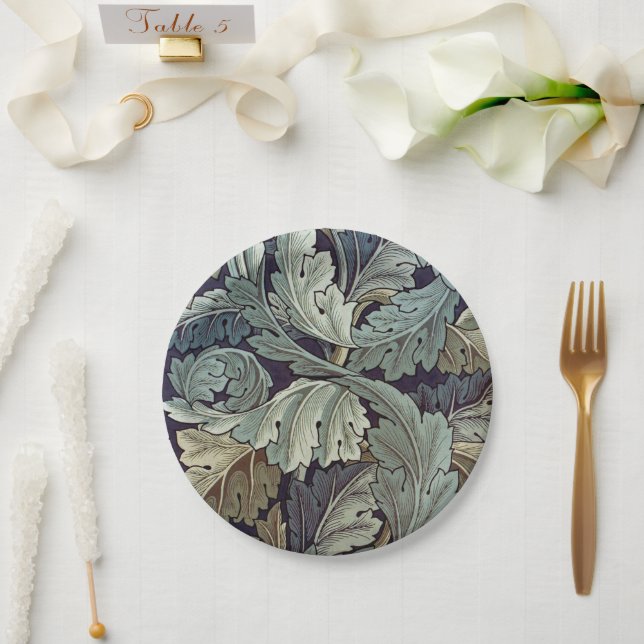 William Morris Acanthus Wallpaper Leaves Paper Plate (Wedding)