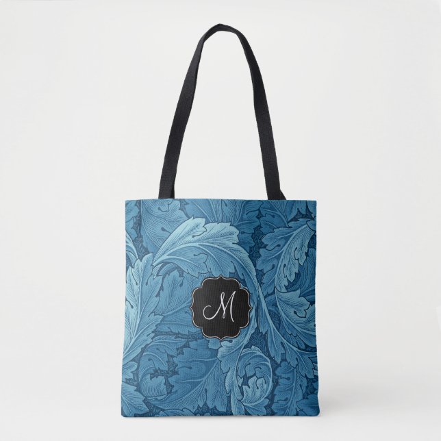 William Morris Acanthus with Monogram Tote Bag (Front)