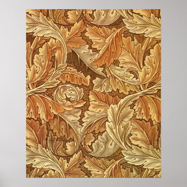 William Morris Acathus Brown Autumn Leaves Poster (Front)