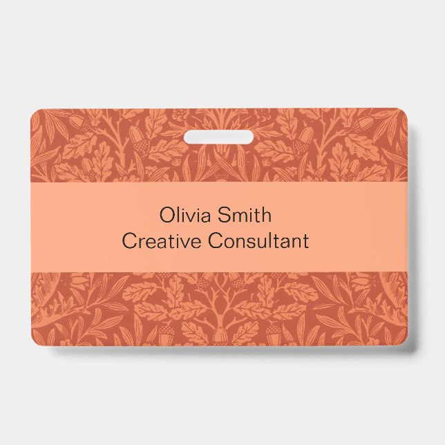 William Morris Acorn Wallpaper Nature Design ID Badge (Front)