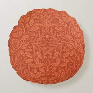 William Morris Acorn Wallpaper Nature Design Round Cushion