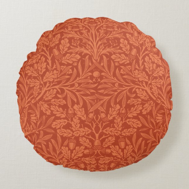William Morris Acorn Wallpaper Nature Design Round Cushion (Front)