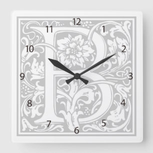 William Morris Alphabet “B” Square Wall Clock