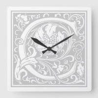William Morris Alphabet “C” Square Wall Clock