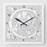 William Morris Alphabet “C” Square Wall Clock