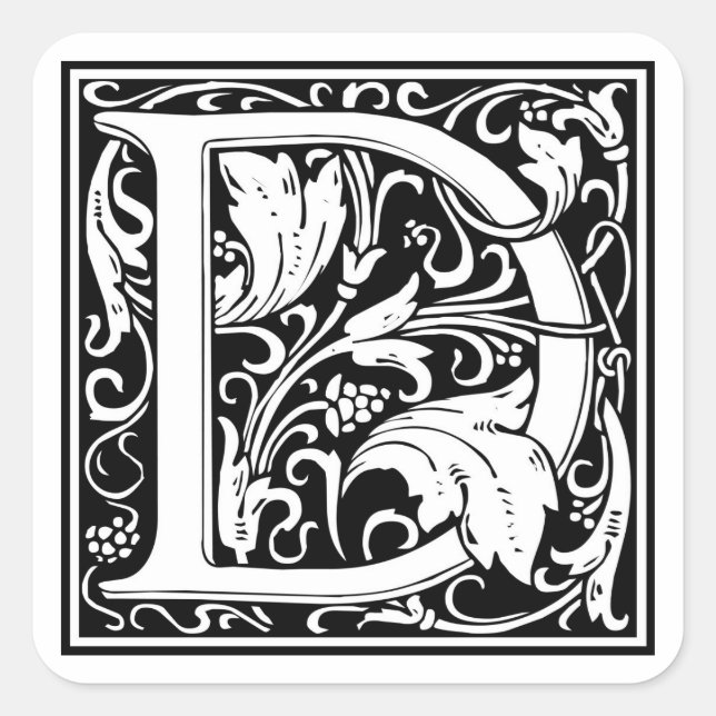 William Morris Alphabet “D” Square Sticker (Front)