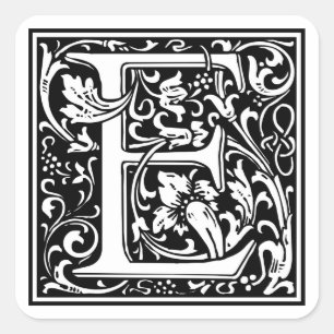 William Morris Alphabet “E” Square Sticker