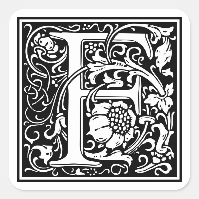 William Morris Alphabet “F” Square Sticker (Front)