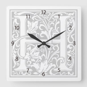 William Morris Alphabet “H” Square Wall Clock