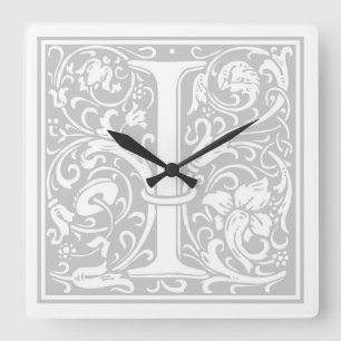 William Morris Alphabet “I” Square Wall Clock