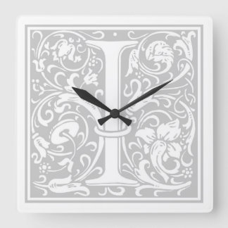 William Morris Alphabet “I” Square Wall Clock
