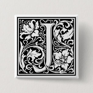 William Morris Alphabet “J” 15 Cm Square Badge