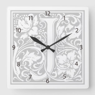 William Morris Alphabet “J” Square Wall Clock