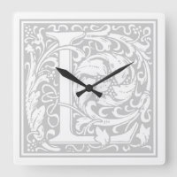 William Morris Alphabet “L” Square Wall Clock
