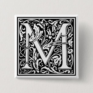 William Morris Alphabet “M” 15 Cm Square Badge