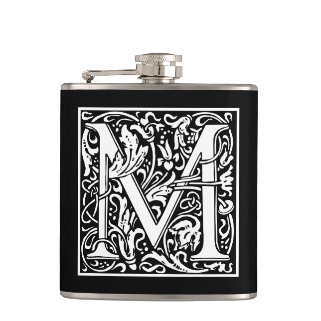 William Morris Alphabet “M” Hip Flask (Front)