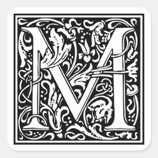 William Morris Alphabet “M” Square Sticker