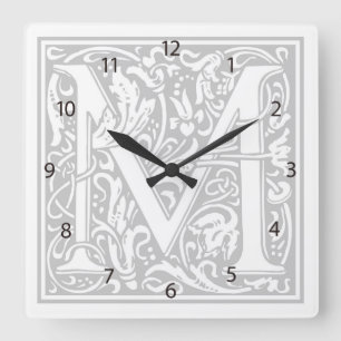 William Morris Alphabet “M” Square Wall Clock