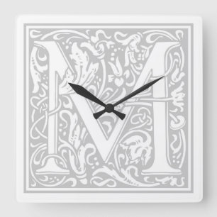 William Morris Alphabet “M” Square Wall Clock