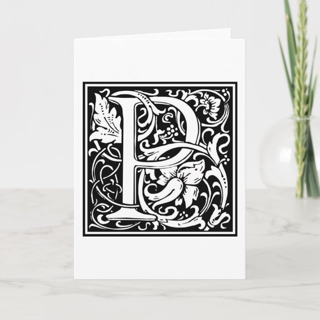 William Morris Alphabet “P” Note Card (Front)
