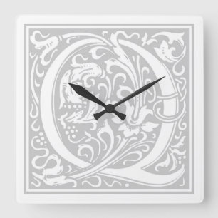 William Morris Alphabet “Q” Square Wall Clock