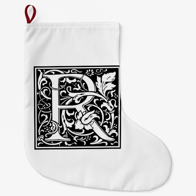 William Morris Alphabet “R” Large Christmas Stocking (Front)