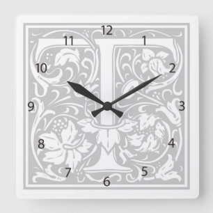 William Morris Alphabet “T” Square Wall Clock