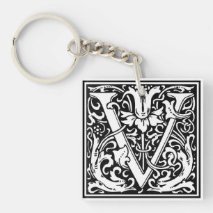 William Morris Alphabet “V” Key Ring