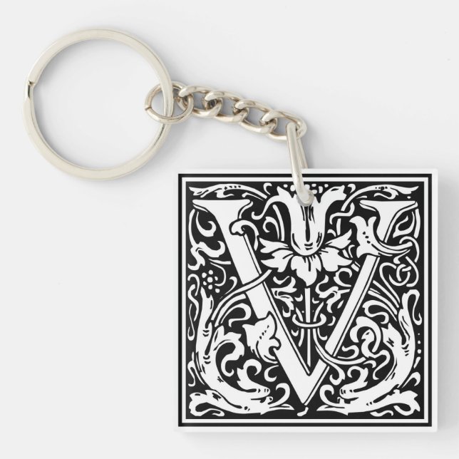 William Morris Alphabet “V” Key Ring (Front)