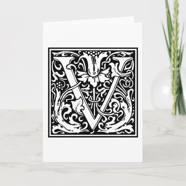 William Morris Alphabet “V” Note Card (Front)