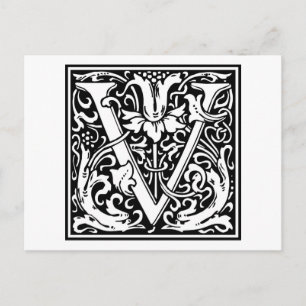 William Morris Alphabet “V” Postcard