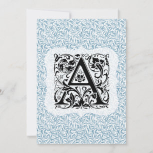 William Morris Alphabet Willow Bough Blue Thank You Card
