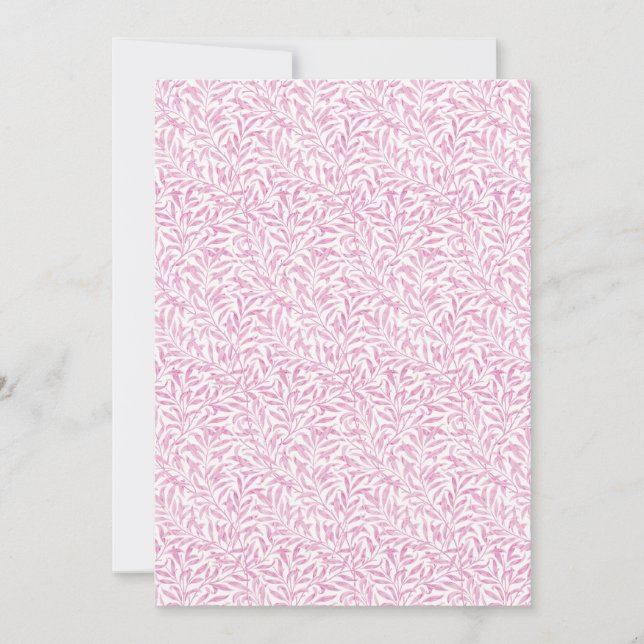 William Morris Alphabet Willow Bough Pink Thank You Card (Front)