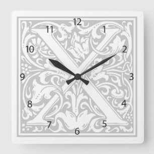 William Morris Alphabet “X” Square Wall Clock