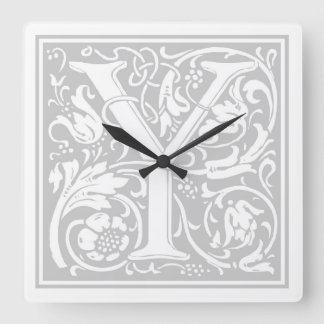 William Morris Alphabet “Y” Square Wall Clock