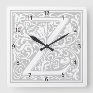 William Morris Alphabet “Z” Square Wall Clock